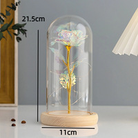 Geconserveerde bloemen glazen stolp met bladgoud rozen, verlichte eeuwige rozen, Moederdag, Kerstmis, Valentijnsdag, creatief cadeau
