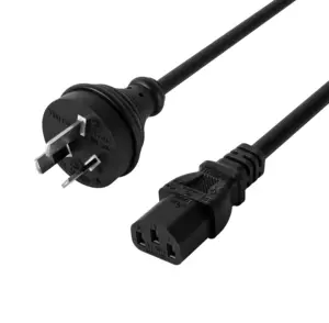 Suplai listrik Australia/AU AS / NZS 3112 3 Pin C13 AC kabel hitam steker kabel daya untuk pengering rambut Laptop
