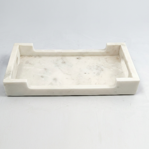 Rectangular Marble Storage Tray Minimalist Design Tabletop Accessory For Bathroom Indoor Use Durable - Product Image 1