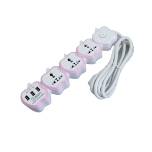 เต้ารับอเนกประสงค์รูปทรงแอปเปิ้ลสีชมพูใหม่ พร้อมช่องเสียบ USB รุ่นปี 2022 - Product Image 1