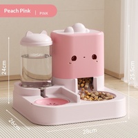 Distributeur automatique d'eau et de nourriture pour animaux de compagnie 2 en 1, écologique, portable, grande capacité, avec bouteille en plastique de 4 L, design adorable