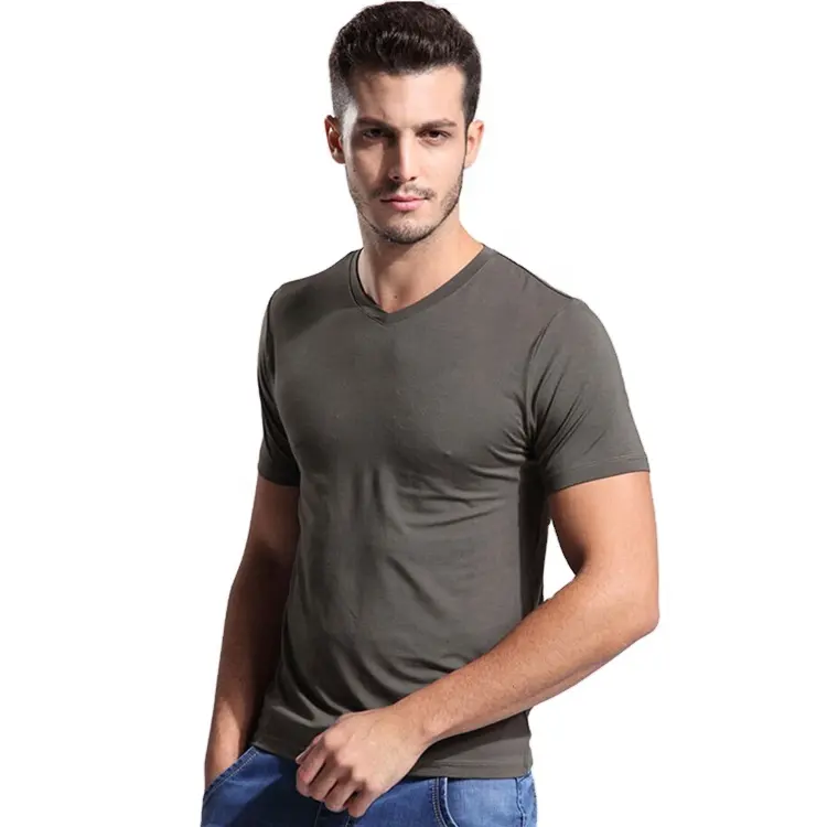 Custom Hot Sale Men Black Bamboo T shirt Crew Neck V-Neck Gym T-shirts Slim Fit T-shirts Sportswear T Shirt For Man