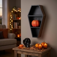 Estante Decorativo de Madera de Tres Niveles con Forma de Ataúd, con Caja de Regalo para Montar en la Pared y Estante de Madera Ecológico para Ataúd