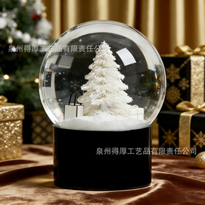 Globe à neige miniature personnalisable, cadeau décoratif de Noël avec option de logo et de texte, boule de cristal ronde pour bureau - Product Image 4