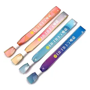 Factory Supplier Custom Logo Sublimation Polyester Short Lanyards Woven Disposable Event Wristband Lanyard