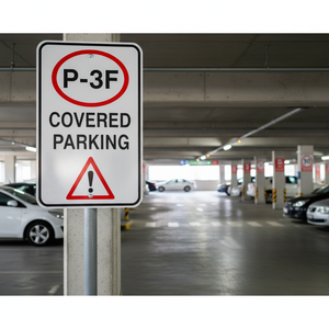 Señal de Tráfico Reflectante de Aluminio P-3F, Señal de Estacionamiento Cubierto, Señal de Precaución y Advertencia de Seguridad - Product Image 3