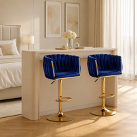 Tabouret de bar industriel bleu en velours de qualité supérieure, pivotant et réglable en hauteur, pour bar à domicile, pub, club, café, bistrot, art