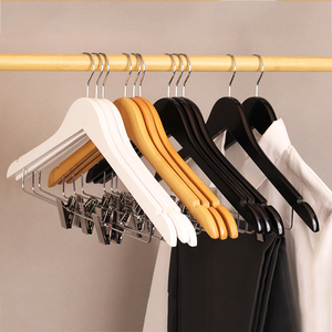 Móc áo gỗ bán buôn hàng có sẵn, có kẹp điều chỉnh, móc áo vest, móc áo gỗ, giá treo quần áo khách sạn - Product Image 1