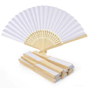 Paper Fans Blank Bamboo Hand Fan for Practice Calligraphy Doodle DIY Painting Wedding Party Decor Gifts