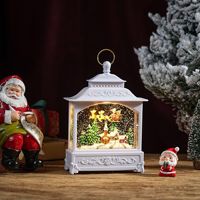 Boîte à musique de Noël avec globe à neige, lanterne lumineuse, scène familiale avec bonhomme de neige scintillant, lampe de nuit LED USB à piles, décoration