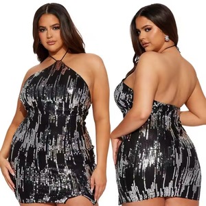 Sexy Halter Sparkly Sequin Summer Backless Dress Women's Birthday Night Club Mini Bodycon - Product Image 5