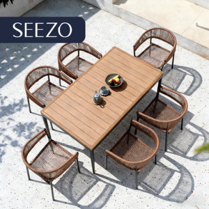 Juego de <span class=keywords><strong>Mesa</strong></span> <span class=keywords><strong>y</strong></span> <span class=keywords><strong>Sillas</strong></span> de Jardín de Mimbre Moderno en Oferta, <span class=keywords><strong>Mesa</strong></span> de Centro de Mimbre para Exteriores, <span class=keywords><strong>Mesa</strong></span> de Comedor de Exterior, Juego de <span class=keywords><strong>Mesa</strong></span> <span class=keywords><strong>y</strong></span> <span class=keywords><strong>Sillas</strong></span> de Aleación de Aluminio <span class=keywords><strong>y</strong></span> WPC - Product Image 1