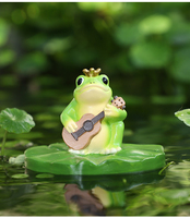 Ornement en résine grenouille flottante sur nénuphar, figurine de dessin animé auto-flottante pour bassin, aquarium, fontaine, décoration de jardin, cadeau