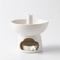 Brûleur d'encens en céramique blanche fait main de haute qualité, chauffe-cire pour bougies, lampe à huile d'aromathérapie avec design ajouré