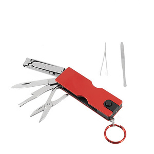 Herramienta portátil multifunción Gadget con cuchillo de bolsillo con luz LED y cortaúñas para entusiastas del llavero de metal - Product Image 1