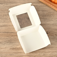 Caja Premium para Mini Hamburguesas, Contenedor de Papel Tipo Concha, Laminado Mate con Recubrimiento UV, Ventana Transparente, Logotipo Personalizado