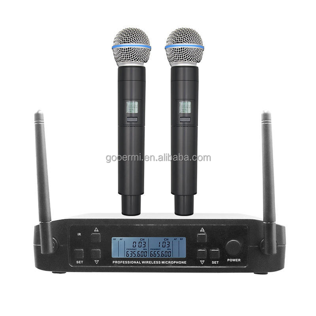 GLXD4 Professional UHF Wireless Microphone System with Dual Handheld Mics | 6.35mm Jack Connector, Power Supply Included