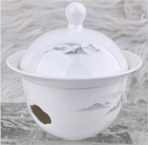 Juego de vajilla de lujo de porcelana fina 45% de alto contenido de calcio con diseño de montaña al estilo de la pintura china, con borde dorado a mano, para hotel, banquete, boda - Product Image 6