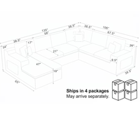 Grand canapé modulaire en forme de U en tissu chenille avec poches de rangement latérales et fonction massage, convertible en lit