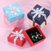 Kotak Hadiah Kertas Mewah Desain Kustom yang Dapat Digunakan Kembali, Laminasi Doff, Buatan Tangan, Tutup dan Alas, Dapat Didaur Ulang, Pita, Dompet, Perhiasan Leher, Lilin