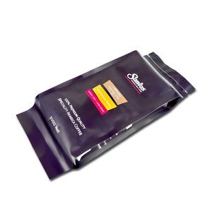 Sac de café en grains à fond plat à gousset latéral avec valve Sacs à fermeture éclair Emballage personnalisé en plastique PE alimentaire 100g 150 g 250g 500g 1kg Accepté - Product Image 3