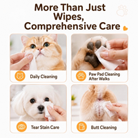 Lingettes de toilettage pour animaux de compagnie, nettoyage des yeux, des oreilles et des pattes, biodégradables, sans alcool, pour chiens et chats, fourniture d'usine, emballage personnalisé
