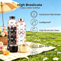 Bouteille d'eau en verre borosilicate givré personnalisée de 32 oz, dégradé de couleurs, avec marqueur de temps