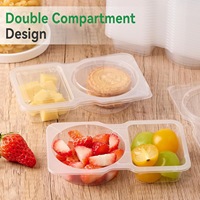 20 pièces de contenants en plastique à 2 compartiments avec couvercle pour sauces, assaisonnements, sauces chili, vinaigre et vinaigrettes, pour la rentrée scolaire