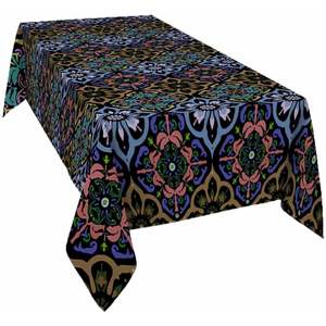 Boho Blue Flowers <b>Square</b> <b>Tablecloth</b> 100% Polyester Damask Ethnic Original Tribal Style Home Decor Original Stock - Product Image 2