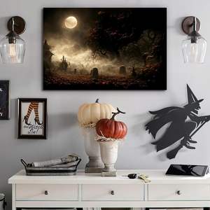 Looife Halloween toile mur Art 40x28 pouces <span class=keywords><strong>horreur</strong></span> Halloween effrayant <span class=keywords><strong>affiche</strong></span> effrayant maison hantée photos mur vie peintures - Product Image 1