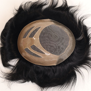 <b>Mens</b> NPU and MONO Natural Wave Human Hair <b>Wigs</b> Male Toupee Piece Hair System for Best Price Good Quality#1 Density 120% #1 - Product Image 1