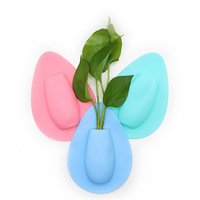 Pot de fleur en Silicone suspendu au mur, Vase à fleurs mural réutilisable pour les fenêtres, la salle de bain, le bureau