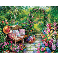 Lukisan dengan Angka untuk Dewasa Kit Bunga Taman Seni Dinding Modern Gambar untuk Dekorasi Rumah 40x50cm/16x20inci Tanpa Bingkai