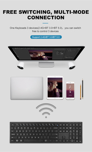 Kích Thước Đầy Đủ Sem Fio Siêu Mỏng Teclado inalambrico 2.4GHz + BT Chế Độ Kép Đa Phương Tiện Truyền thông Bàn Phím Không Dây Cho PC Máy Tính Xách Tay - Product Image 6