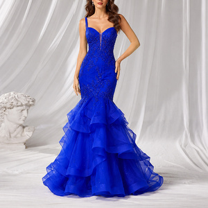 Wholesale Royal Blue Evening Gown Dress Chiffon Fabric & Long Train |  Alibaba.com