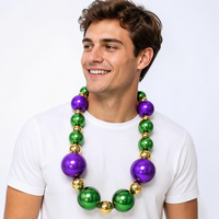 Collier de perles Mardi Gras violet, or et vert en gros, collier de perles à lancer pour défilés et fêtes de carnaval