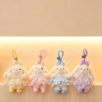 Porte-clés en peluche lapin à oreilles tombantes, pendentif doux en forme de lapin, ornement à suspendre pour sac