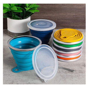 <strong>Collapsible</strong> Silicone Folding Water <strong>Cup</strong> Travel <strong>Cup</strong> Folding Camping <strong>Cup</strong> With Lids - Product Image 4