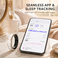 Bague connectée de suivi de santé avec surveillance du rythme cardiaque et du sommeil, étanche IP68, boîtier en acier inoxydable, contrôle via application pour Android/iOS