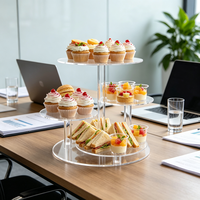 Support à gâteau rond transparent à 3 niveaux en acrylique pour la présentation de desserts lors de fêtes et dans les restaurants