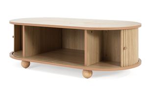 Mesa Auxiliar Ovalada Larga y Elegante de Madera Maciza con Encanto Retro, Diseño Moderno, Color Natural, Altura Ajustable, Fácil de Limpiar - Product Image 6