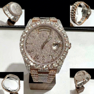 Diamond <b>Watch</b> Custom Iced Out Bling Stainless Steel Full Gold Silver Luxury Jewelry <b>Waterproof</b> Mechanical Mossanite <b>Mens</b> - Product Image 1