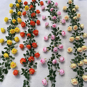 Guirlande de roses artificielles en soie, décoration de mariage et de maison, faite à la main, longue bande décorative, origine Chine XS01 - Product Image 1