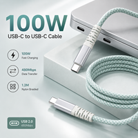 Câble USB C à embout métallique 1,2 m, 100 W 5 A, charge rapide PD, Type C vers Type C, USB 2.0, cordon de données tressé en nylon, OEM ODM, logo personnalisé