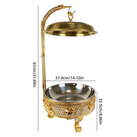 Plat de service de luxe en acier inoxydable avec couvercle suspendu doré, chauffe-plat pour buffet, idéal pour la restauration hôtelière et les banquets, vente en gros