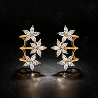 Gemnel Drei-Blumen-Marquise Weiße CZ Ohrstecker 925 Silber Krappenfassung Blumen-Ohrschmuck für Damen Hochzeit Party