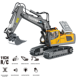 Excavatrice RC pour enfants 1:20, <span class=keywords><strong>bulldozer</strong></span> 2,4 GHz 11CH, camion de construction RC, jouets de véhicules d'ingénierie avec lumière et musique - Product Image 3