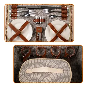 JY Dernier cri en matière d'accessoires de pique-nique, panier de pique-nique de luxe haut de gamme, panier de pique-nique en <span class=keywords><strong>osier</strong></span> de saule - Product Image 6