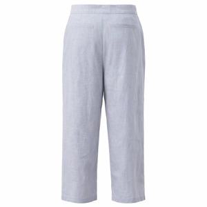 <span class=keywords><strong>Pantaloni</strong></span> Casual da <span class=keywords><strong>Donna</strong></span> Personalizzati in Misto <span class=keywords><strong>Lino</strong></span> e Cotone, Blu Chiaro, Vita Alta, Gamba Larga Plissettata, Taglio Corto con Tasche Laterali - Product Image 3