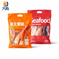 Sacs d'emballage pour aliments congelés en plastique laminé thermoscellé imprimé sur mesure, à trois côtés scellés, plats, pour viande, poisson, crevettes